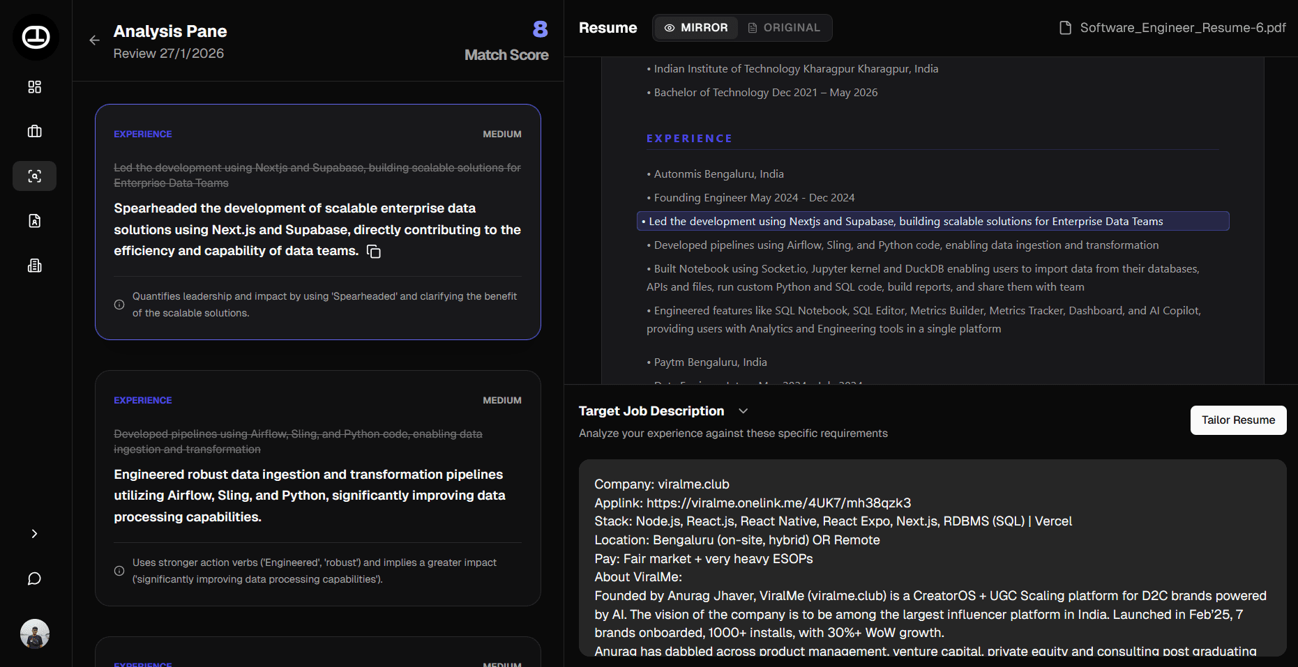 Snapshot of the GetHired Job Board