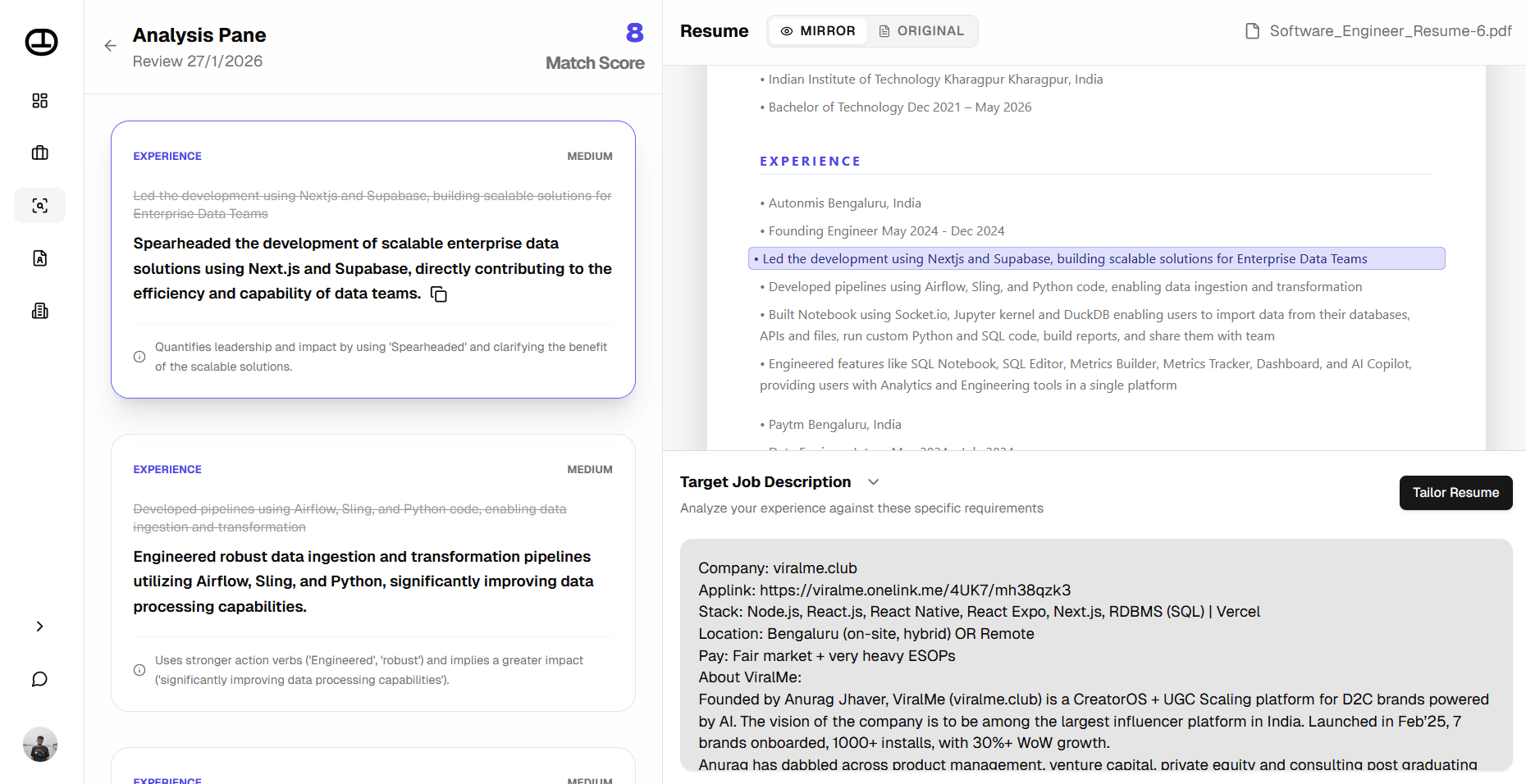 Snapshot of the GetHired Job Board
